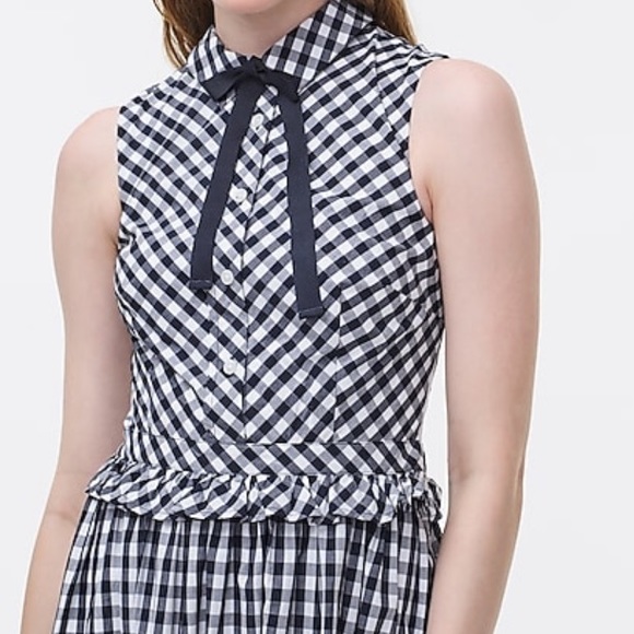 J. Crew Dresses & Skirts - J. Crew Gingham check Ruffle bow tie Dress